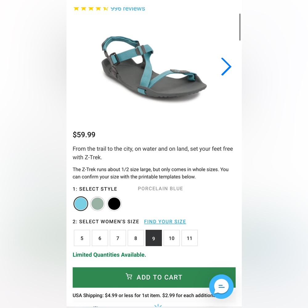 Xero z-trek sandals Minimalist barefoot shoes in porcelain blue